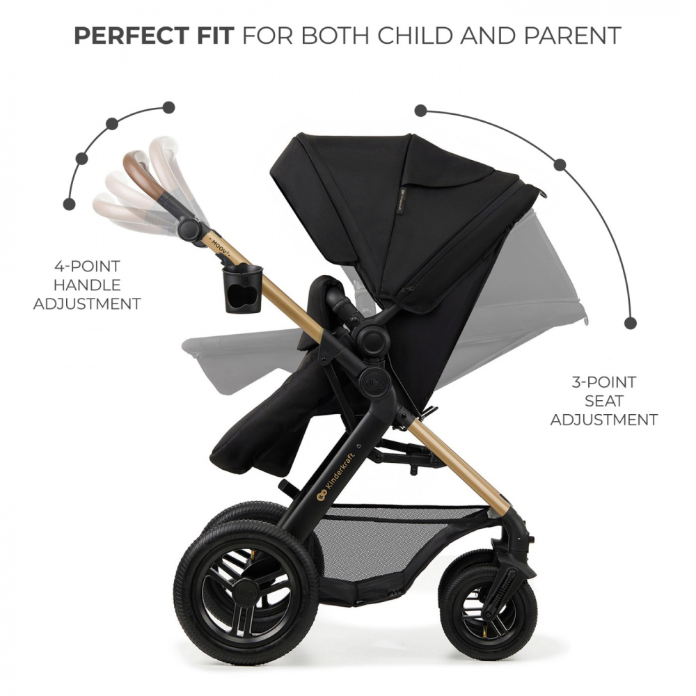 Carucior multifunctional kinderkraft moov 2 air 4in1 pure black, varsta de la 0 luni la 4 ani [8]