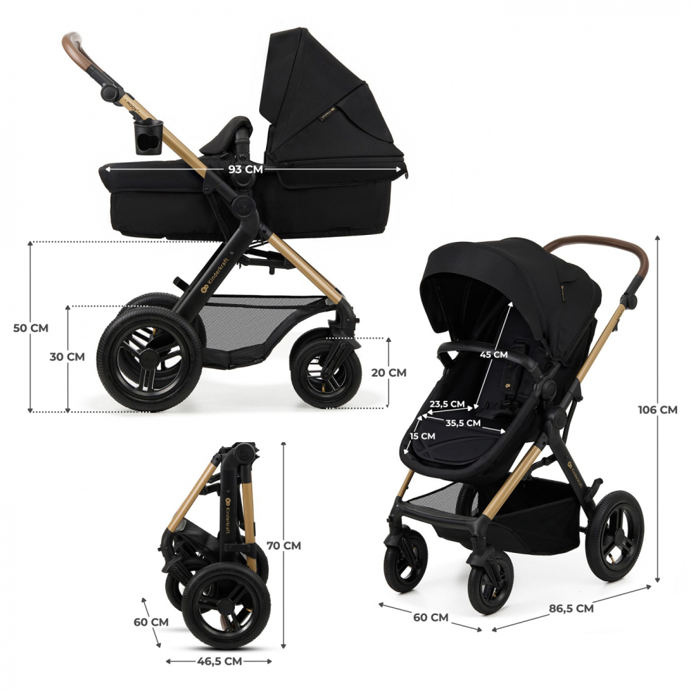 Carucior multifunctional kinderkraft moov 2 air 4in1 pure black, varsta de la 0 luni la 4 ani [11]