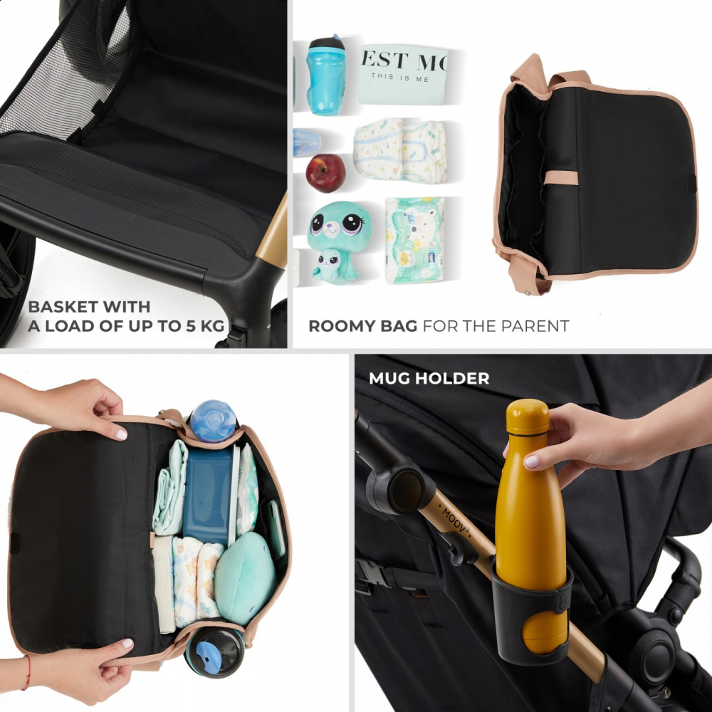 Carucior multifunctional kinderkraft moov 2 air 4in1 sand beige, varsta de la 0 luni la 4 ani [6]