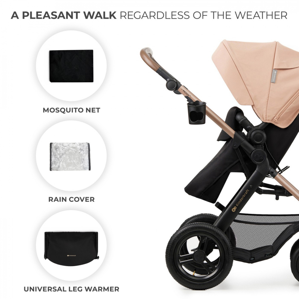 Carucior multifunctional kinderkraft moov 2 air 4in1 sand beige, varsta de la 0 luni la 4 ani [7]