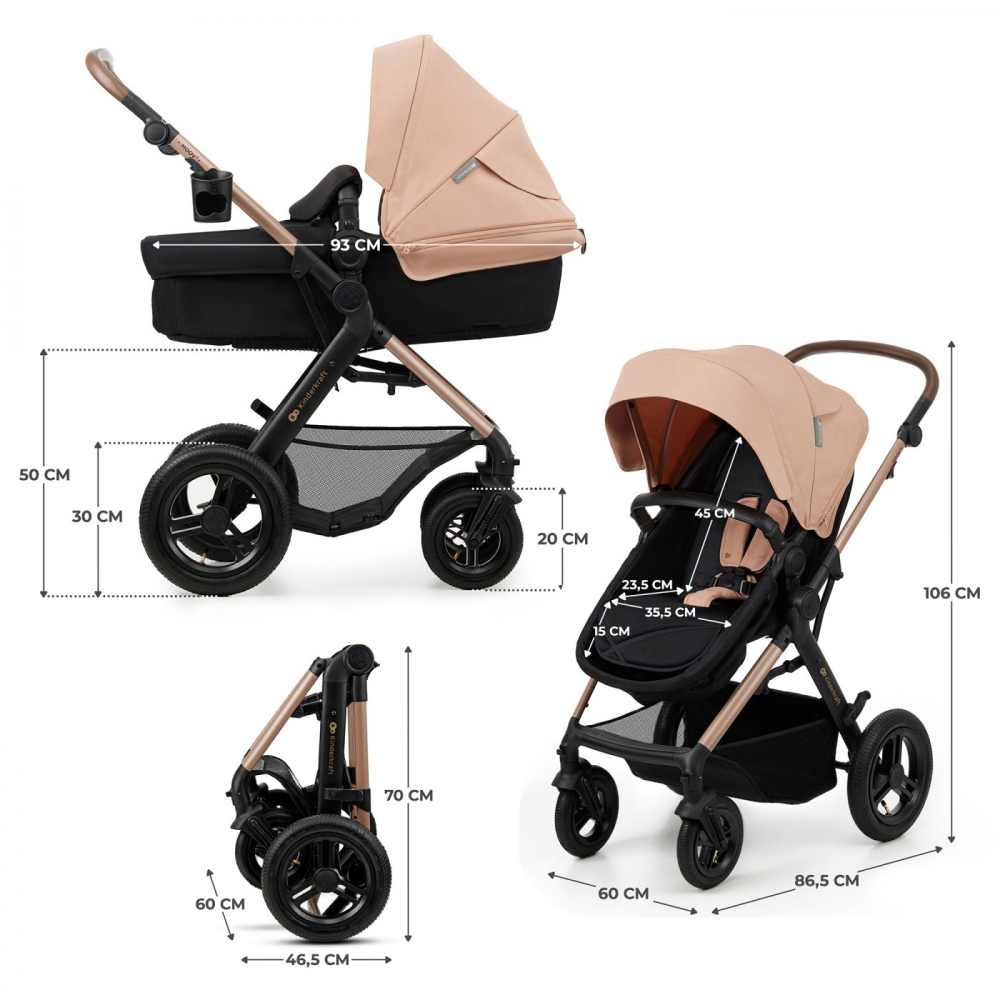 Carucior multifunctional kinderkraft moov 2 air 4in1 sand beige, varsta de la 0 luni la 4 ani [8]