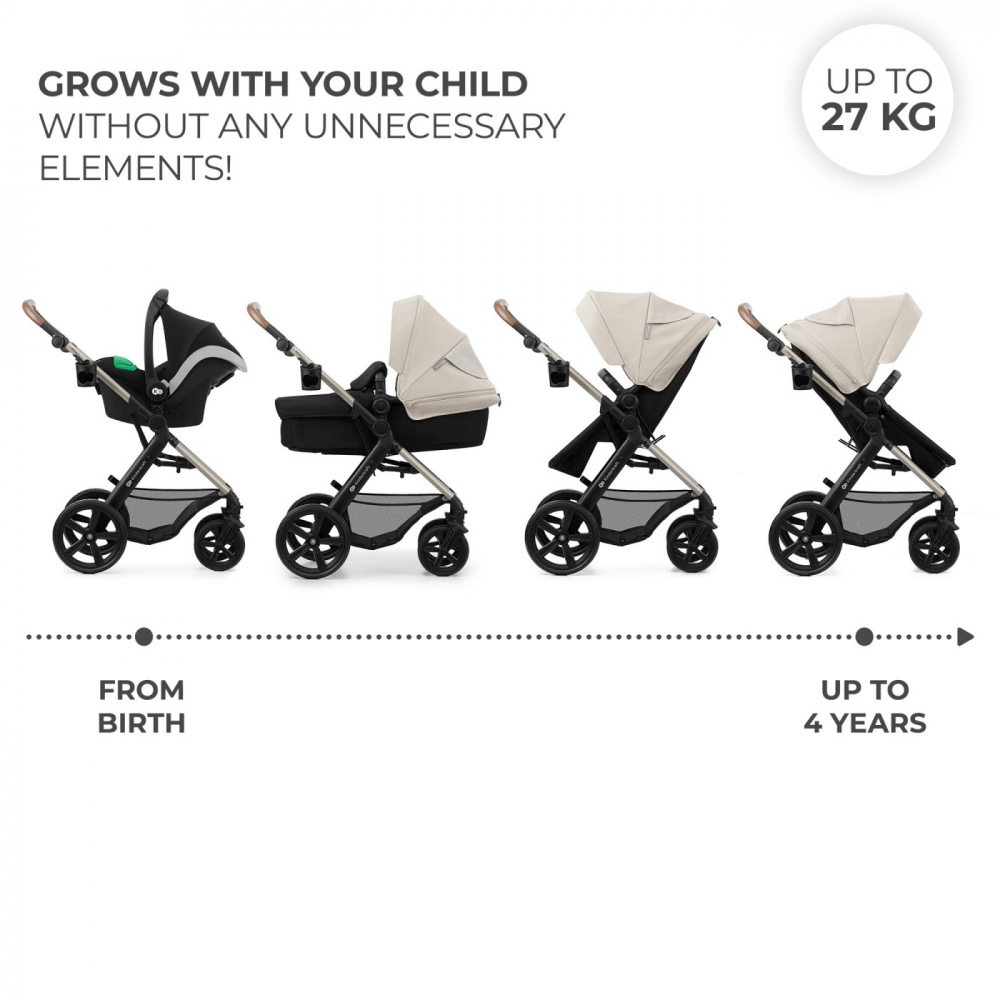 Carucior multifunctional kinderkraft moov 2 eva 4in1 moon grey, varsta de la 0 luni la 3 ani [3]
