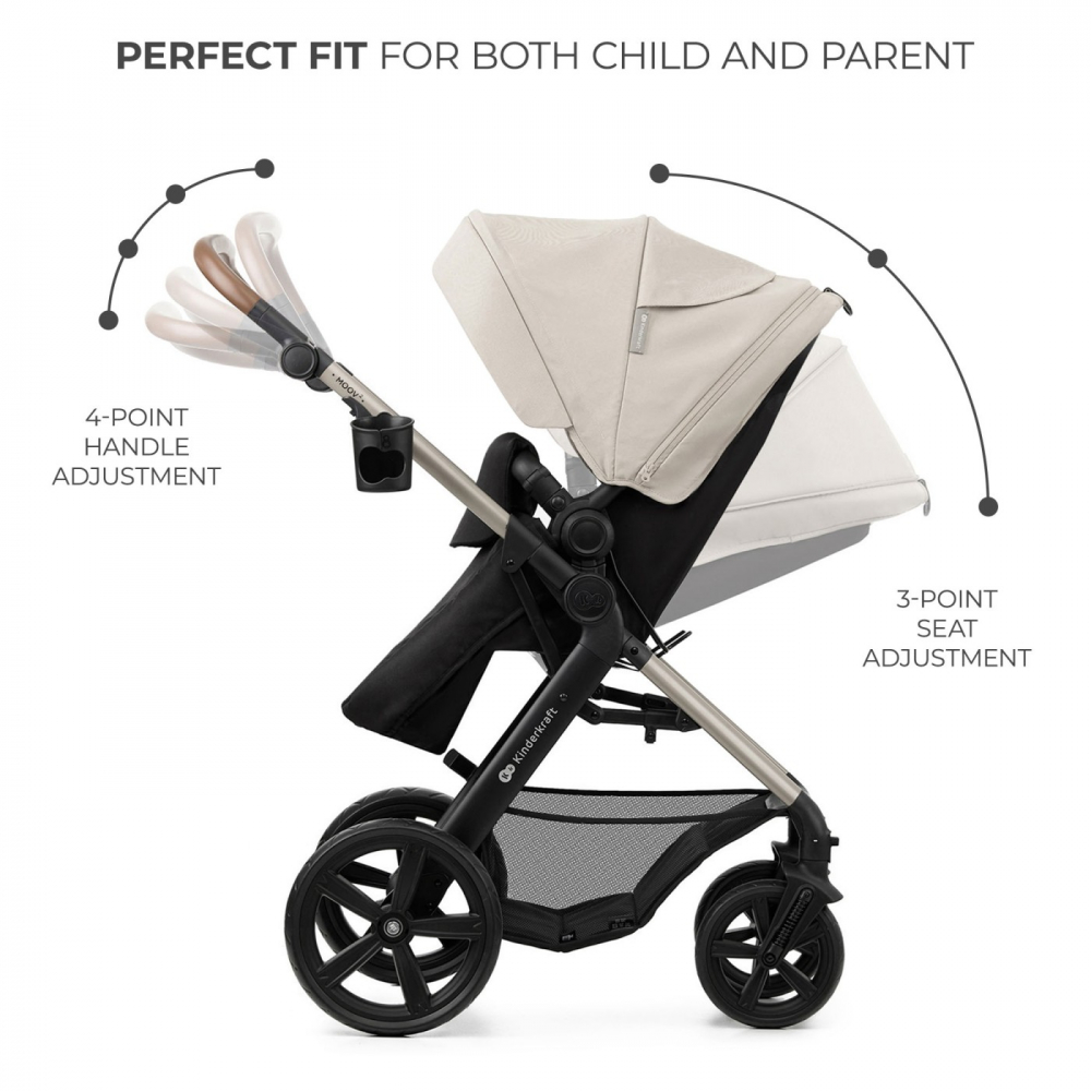 Carucior multifunctional kinderkraft moov 2 eva 4in1 moon grey, varsta de la 0 luni la 3 ani [7]