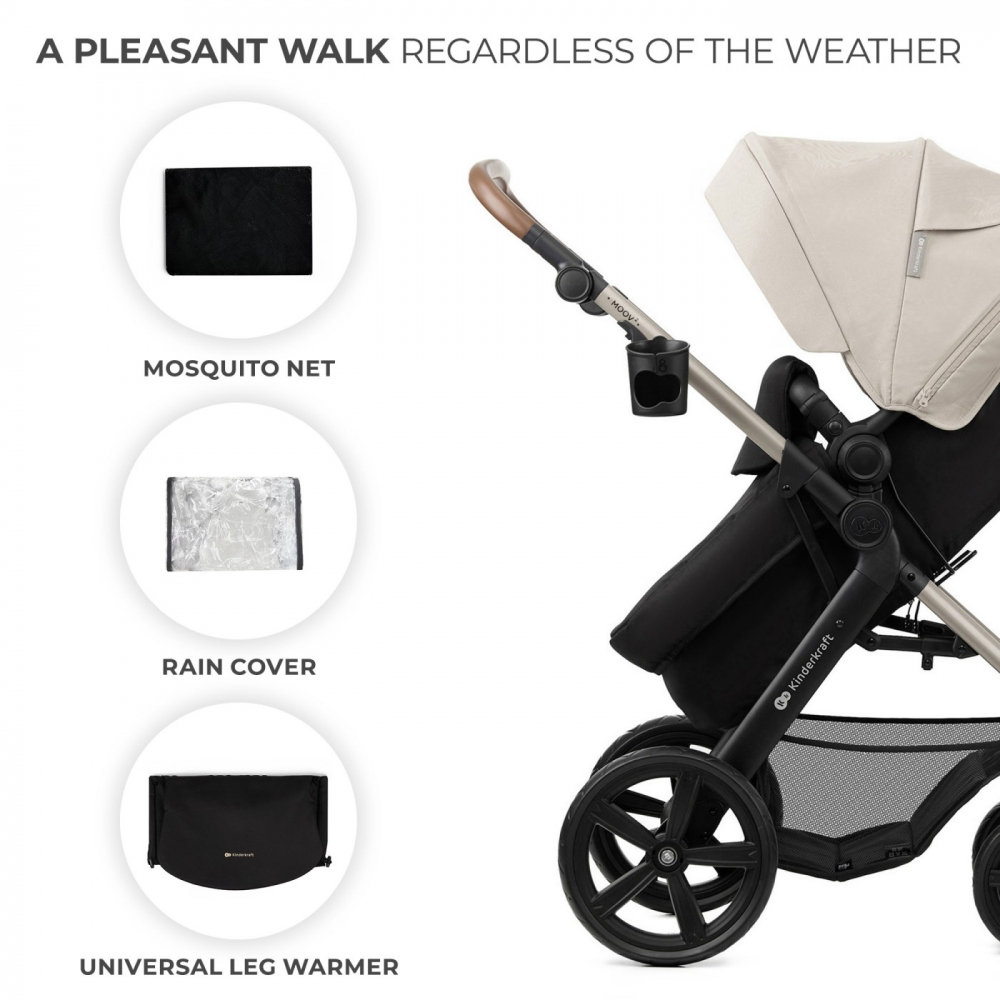 Carucior multifunctional kinderkraft moov 2 eva 4in1 moon grey, varsta de la 0 luni la 3 ani [9]