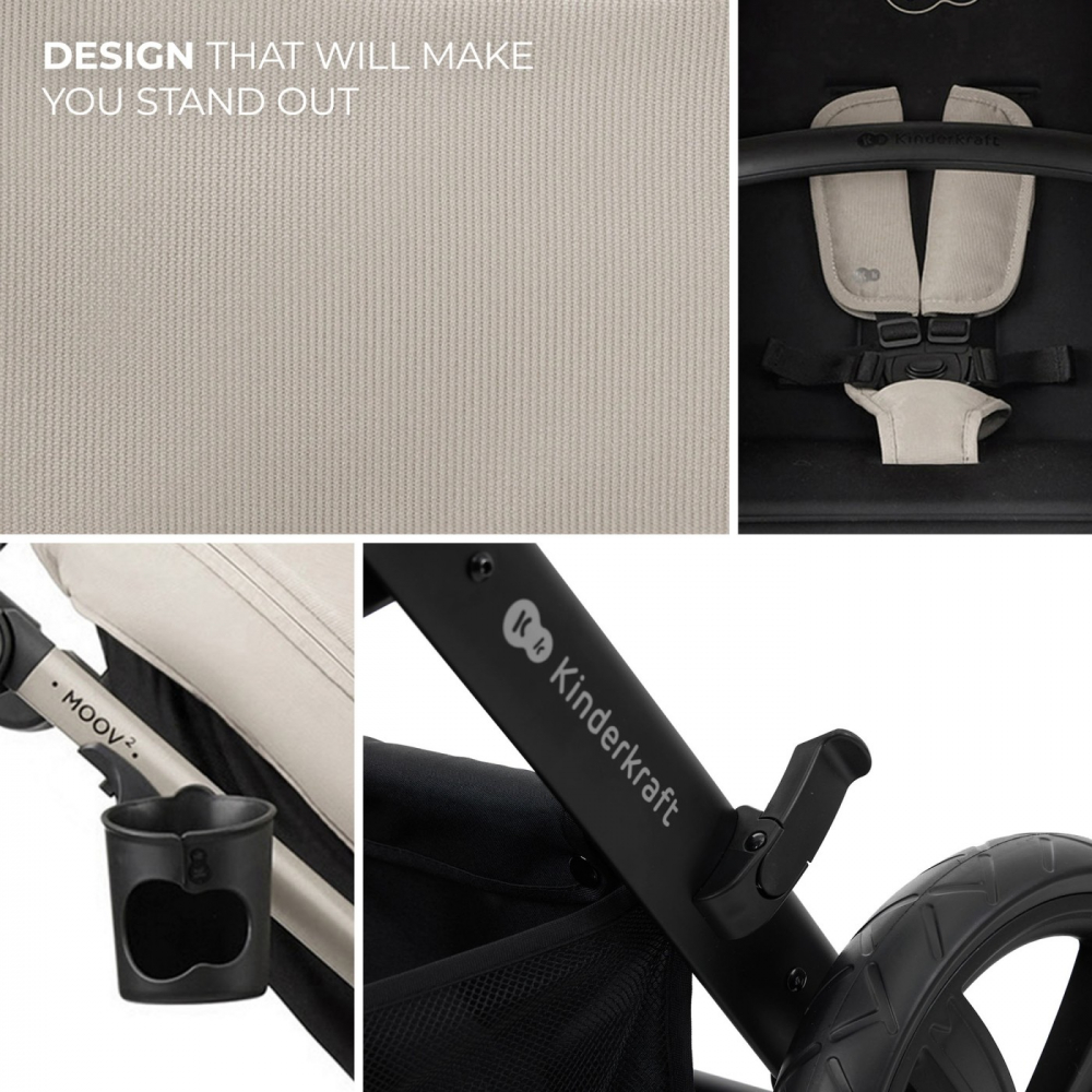 Carucior multifunctional kinderkraft moov 2 eva 4in1 moon grey, varsta de la 0 luni la 3 ani [4]