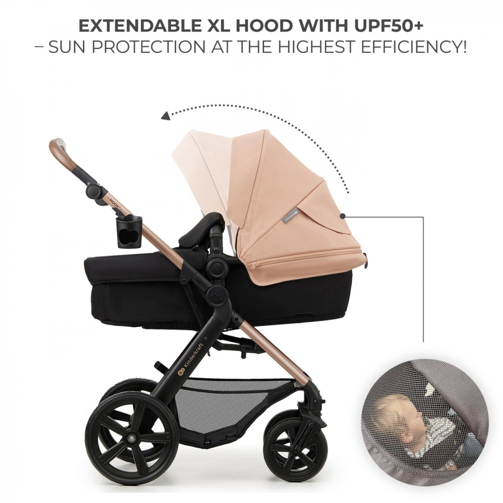 Carucior multifunctional kinderkraft moov 2 eva 4in1 sand beige, varsta de la 0 luni la 4 ani [4]