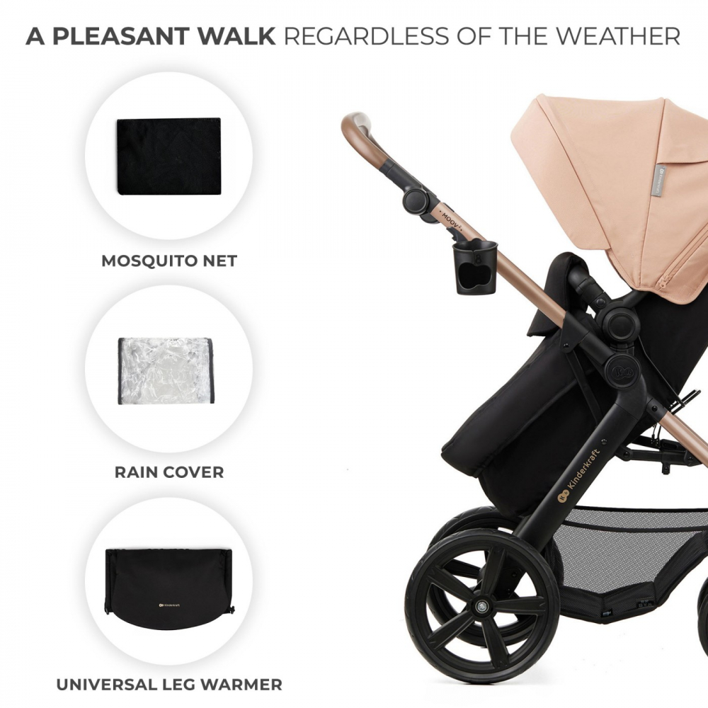 Carucior multifunctional kinderkraft moov 2 eva 4in1 sand beige, varsta de la 0 luni la 4 ani [7]