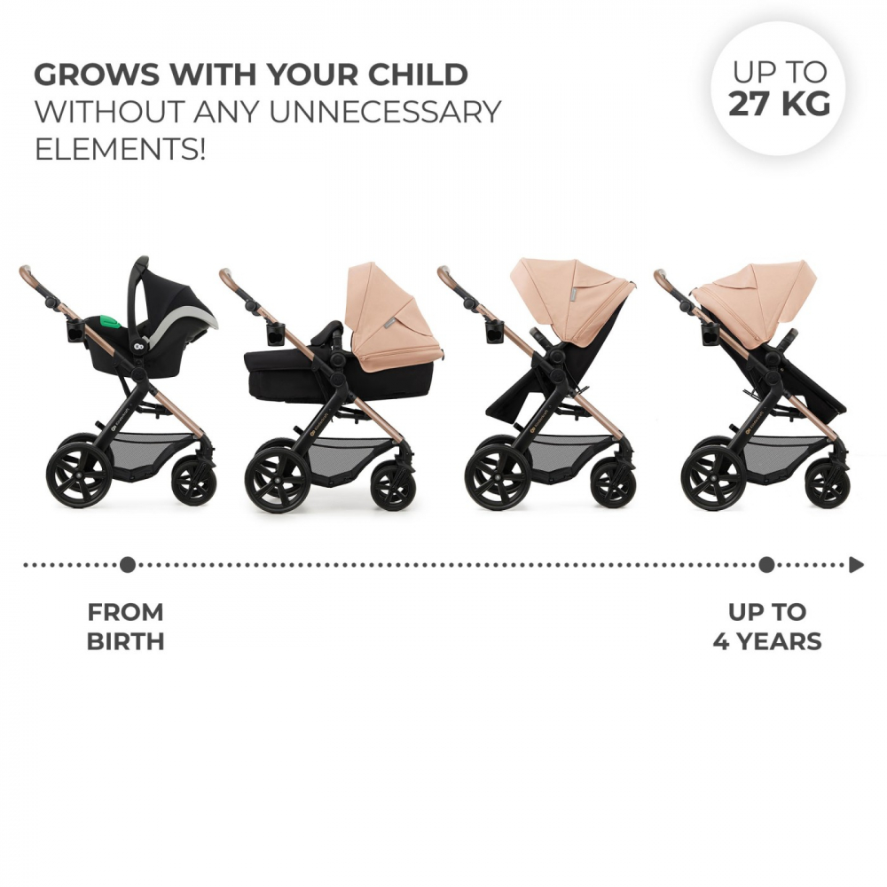 Carucior multifunctional kinderkraft moov 2 eva 4in1 sand beige, varsta de la 0 luni la 4 ani [3]
