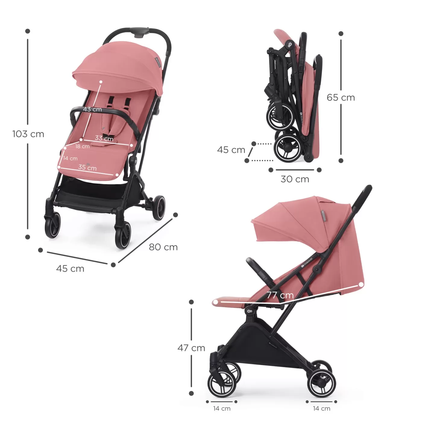 Carucior sport kinderkraf indy2, dhalia pink, varsta de la 0 luni la 3 ani [8]