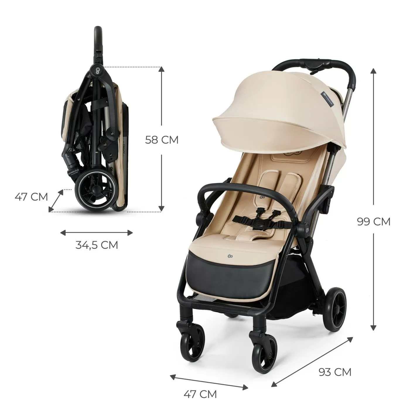 Carucior sport kinderkraft apino, 0-22 kg, dune beige, varsta de la 0 luni la 6 ani [9]