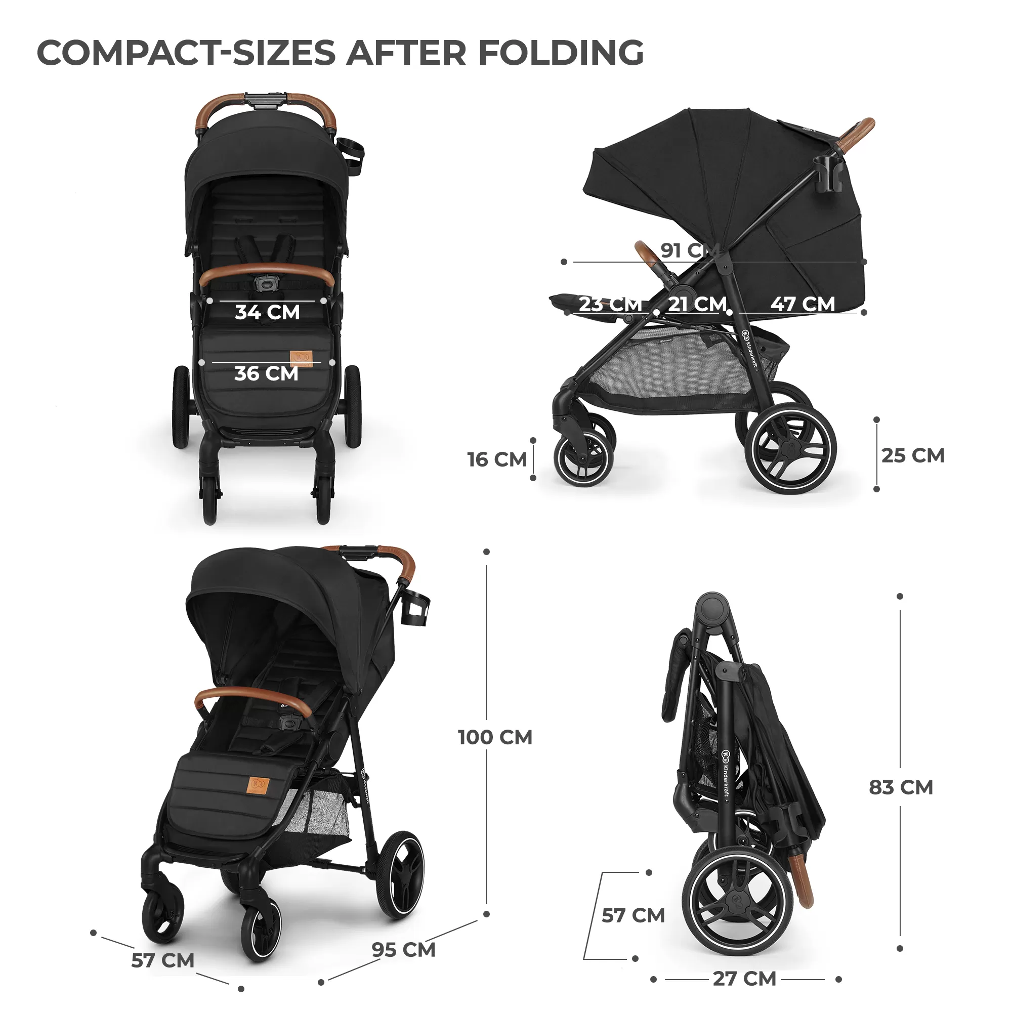 Carucior sport kinderkraft grande plus, black, varsta de la 0 luni la 5 ani [6]