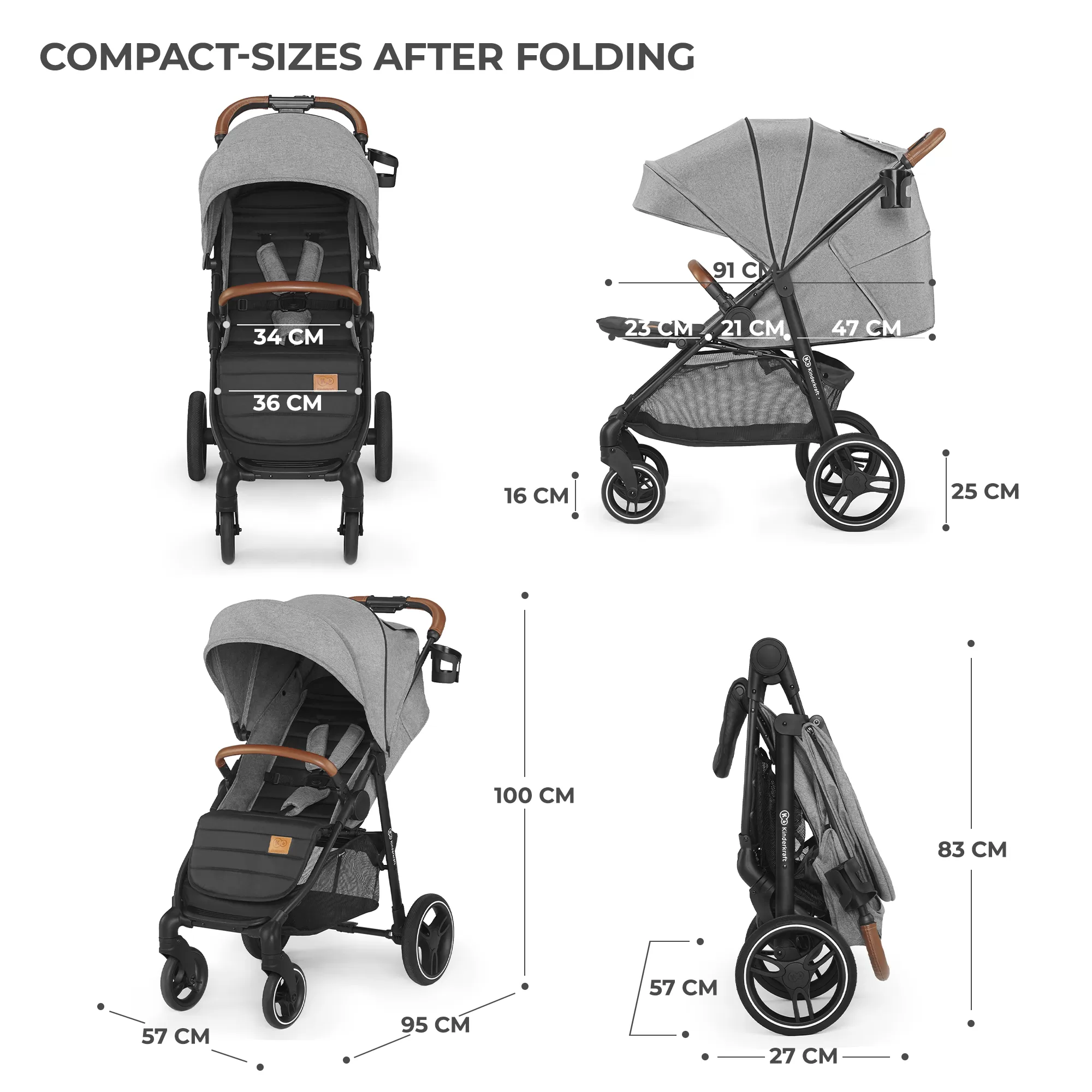 Carucior sport kinderkraft grande plus, grey, varsta de la 0 luni la 5 ani [7]