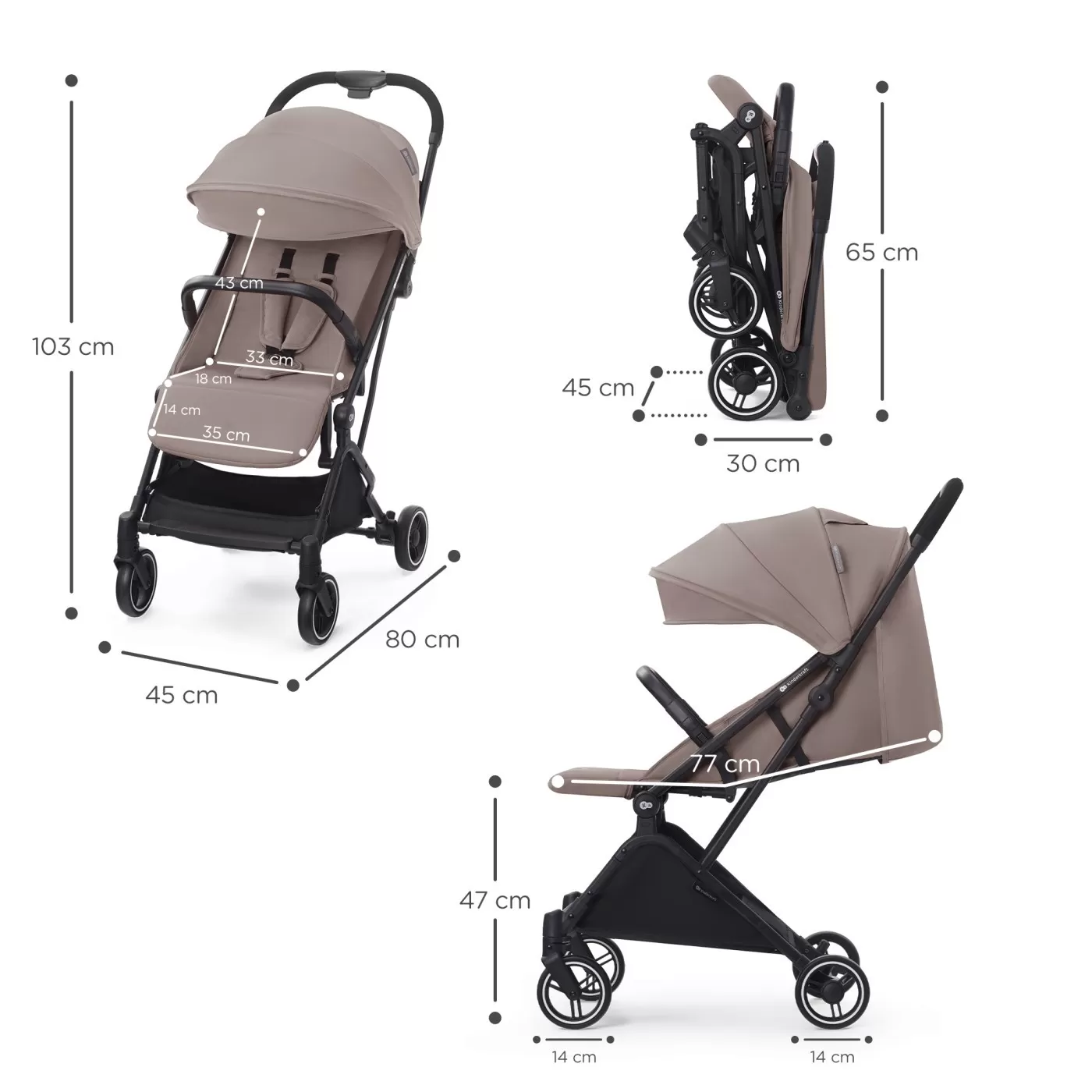 Carucior sport kinderkraft indy2, calm beige, varsta de la 0 luni la 3 ani [8]