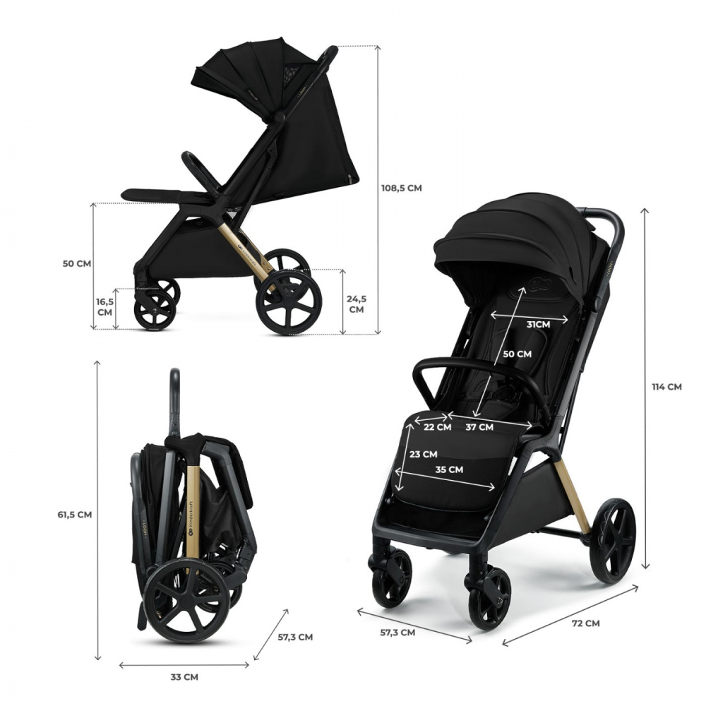 Carucior sport kinderkraft loom, 0-22 kg, ink black, varsta de la 0 luni la 4 ani [3]
