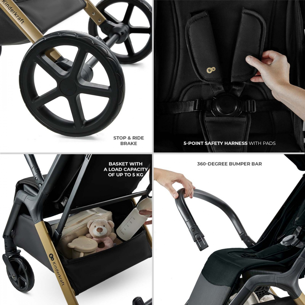 Carucior sport kinderkraft loom, 0-22 kg, ink black, varsta de la 0 luni la 4 ani [11]