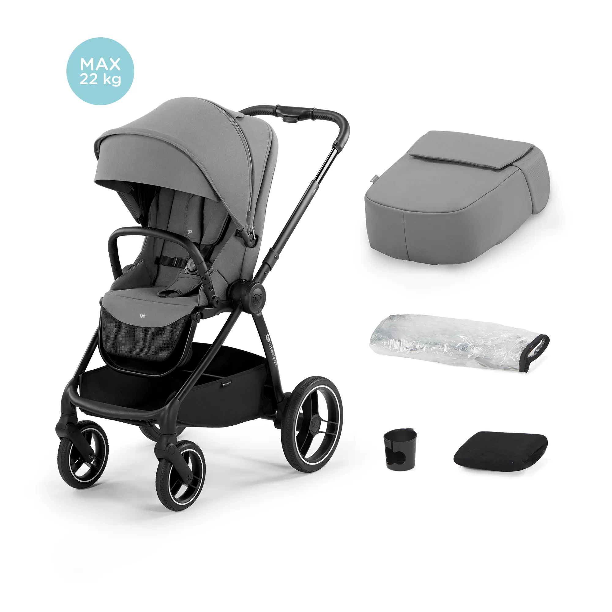 Carucior sport kinderkraft nea, platinum grey, varsta de la 0 luni la 5 ani [6]