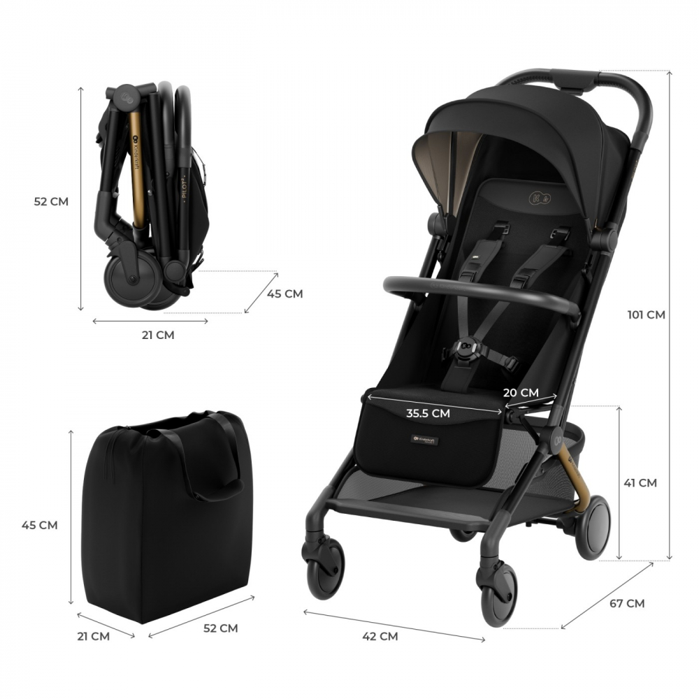 Carucior sport kinderkraft pilot 2, 0-22 kg, midnight black, varsta de la 0 luni la 4 ani [7]