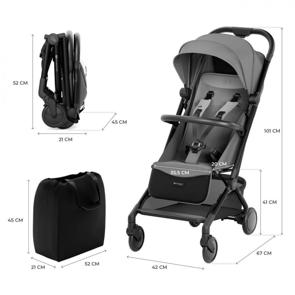 Carucior sport kinderkraft pilot 2, 0-22 kg, platinum grey, varsta de la 0 luni la 4 ani [3]