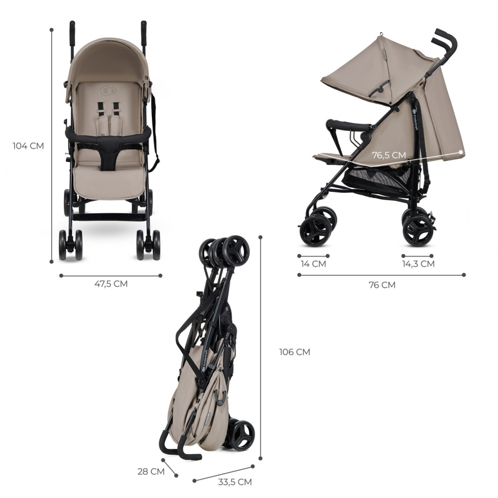 Carucior sport kinderkraft tik, tip umbrela, stone beige, varsta de la 0 luni la 4 ani [3]