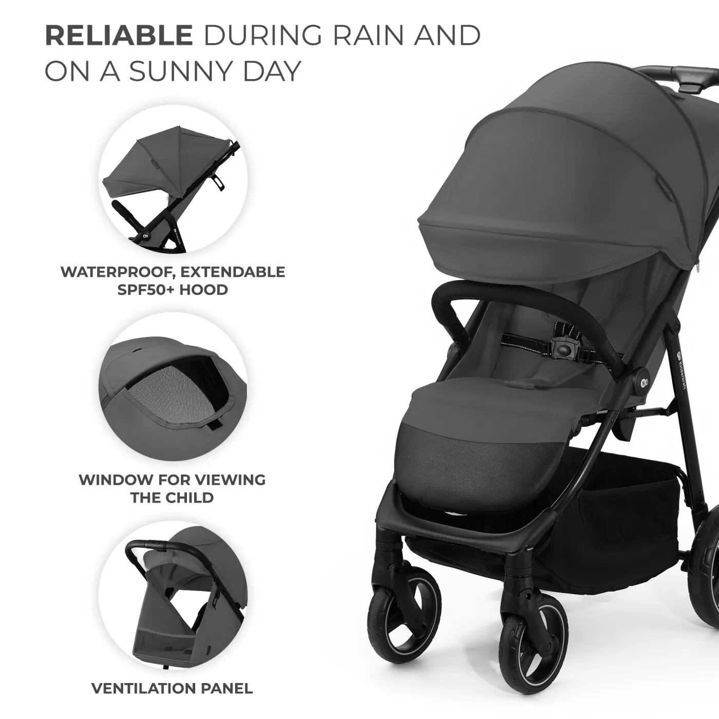 Carucior sport kinderkraft trig3 granite grey, varsta de la 0 luni la 5 ani [3]