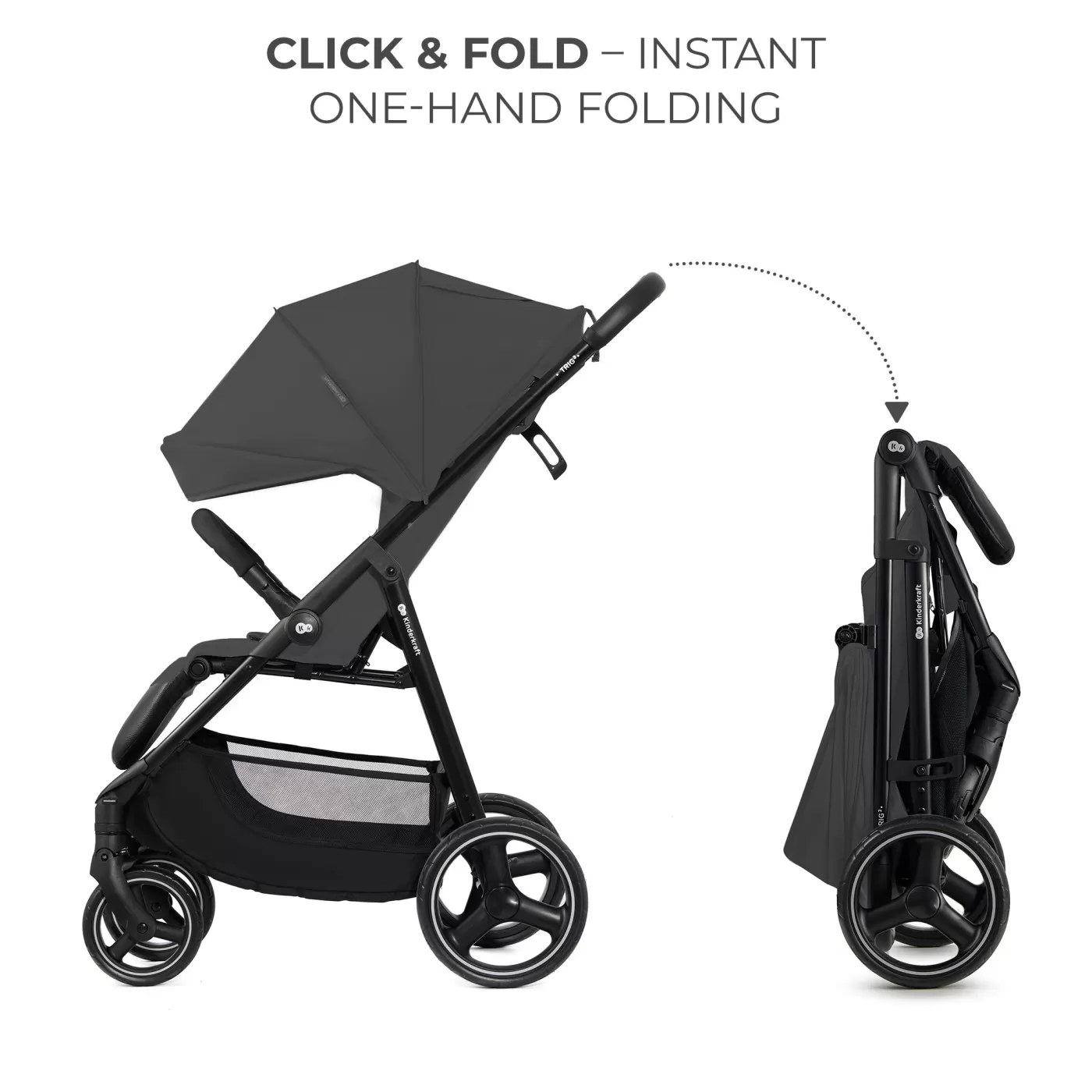 Carucior sport kinderkraft trig3 granite grey, varsta de la 0 luni la 5 ani [2]