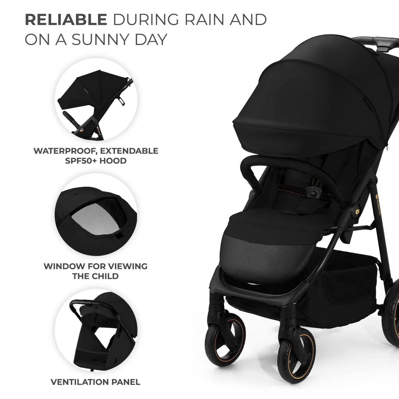 Carucior sport kinderkraft trig3 onyx black, varsta de la 0 luni la 5 ani [3]