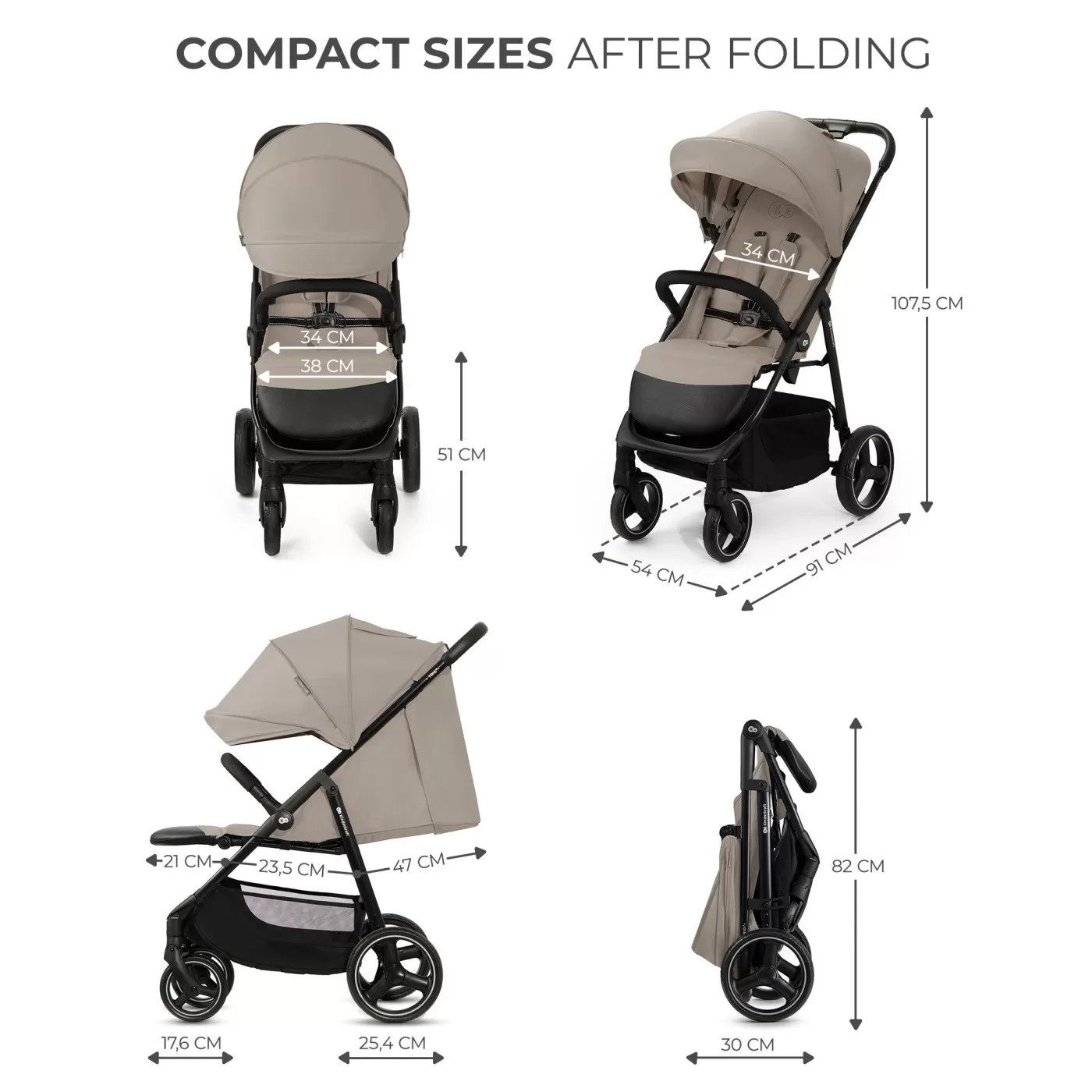 Carucior sport kinderkraft trig3 stone beige, varsta de la 0 luni la 5 ani [5]
