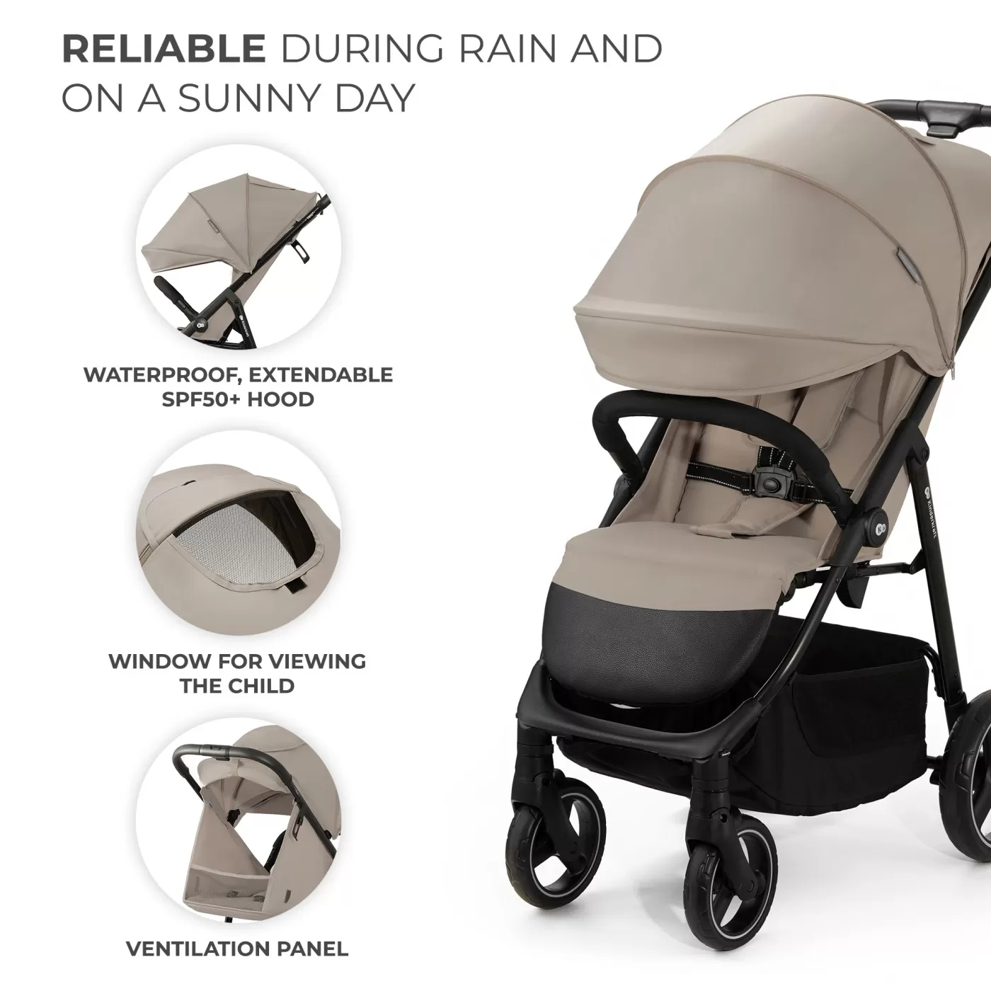 Carucior sport kinderkraft trig3 stone beige, varsta de la 0 luni la 5 ani [3]