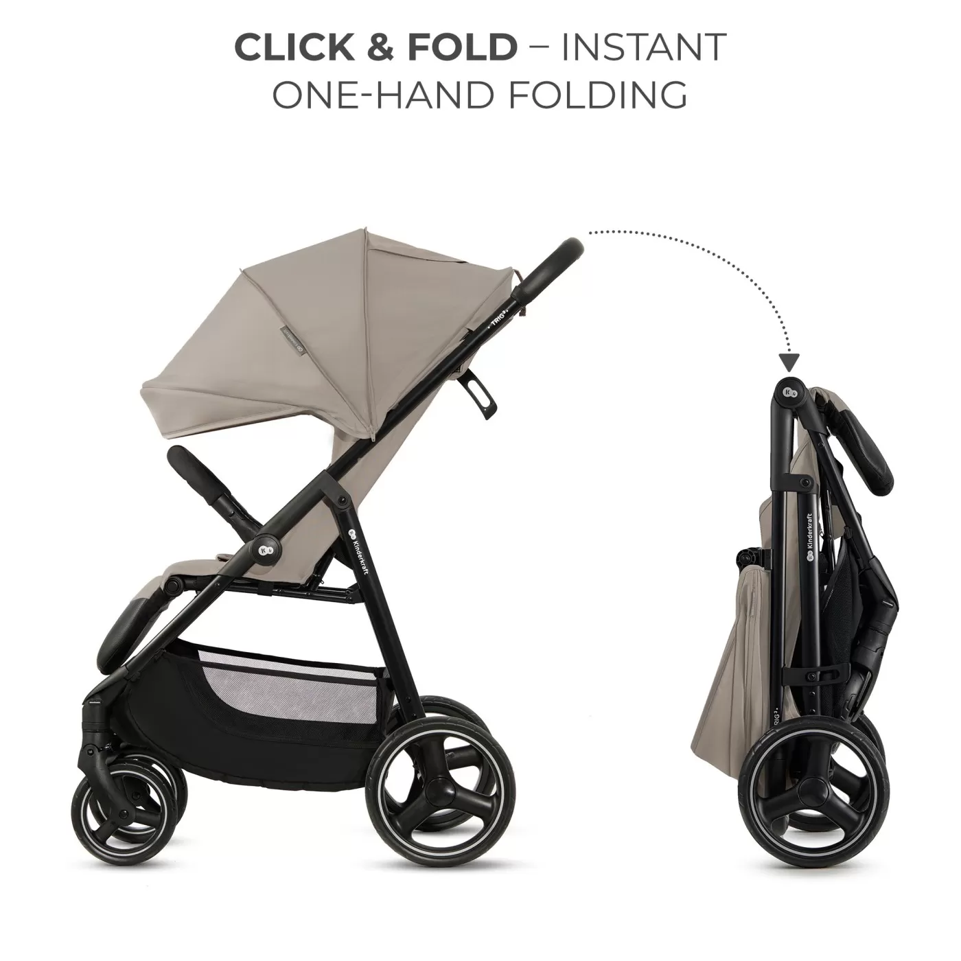 Carucior sport kinderkraft trig3 stone beige, varsta de la 0 luni la 5 ani [2]