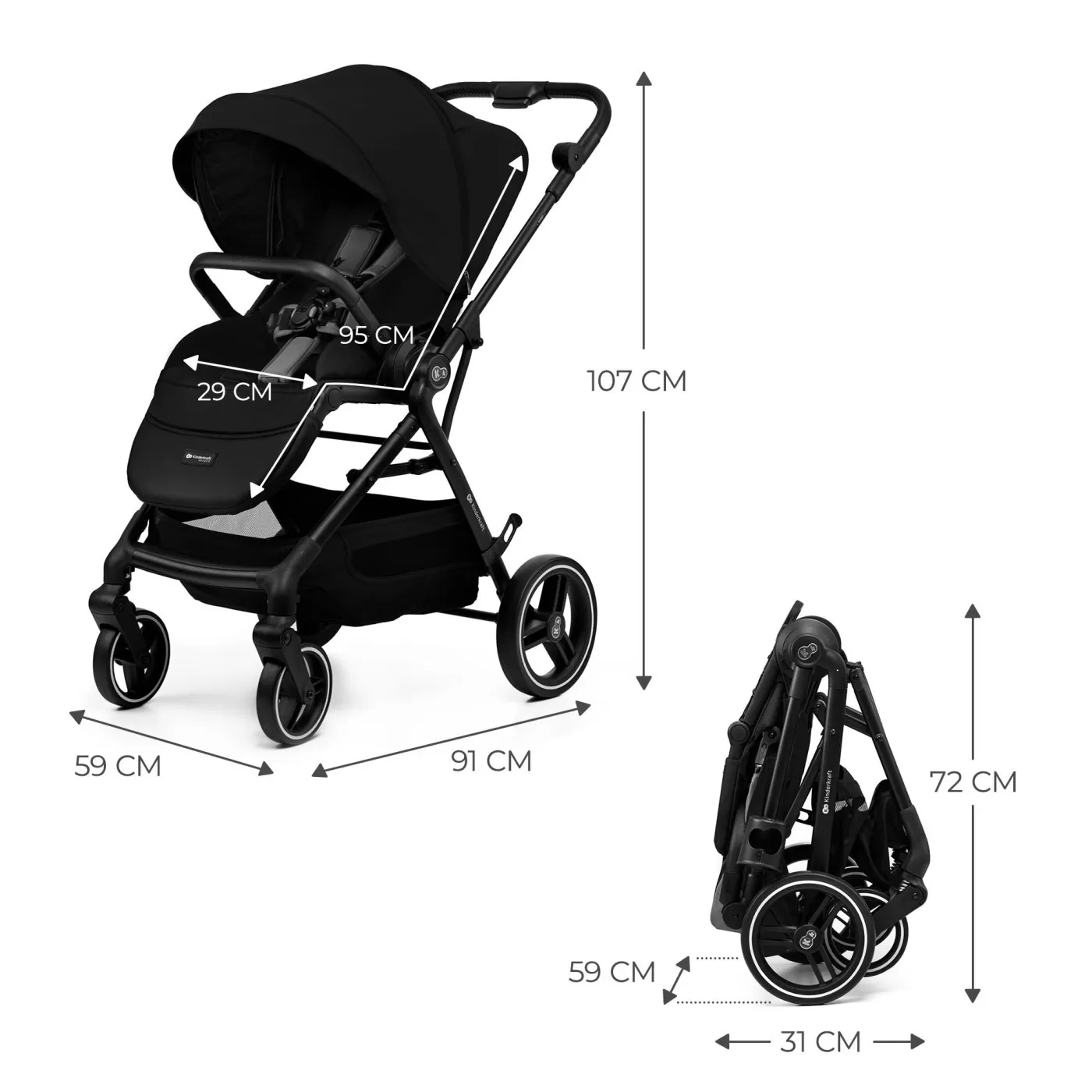 Carucior sport kinderkraft yoxi, black, varsta de la 0 luni la 3 ani [6]