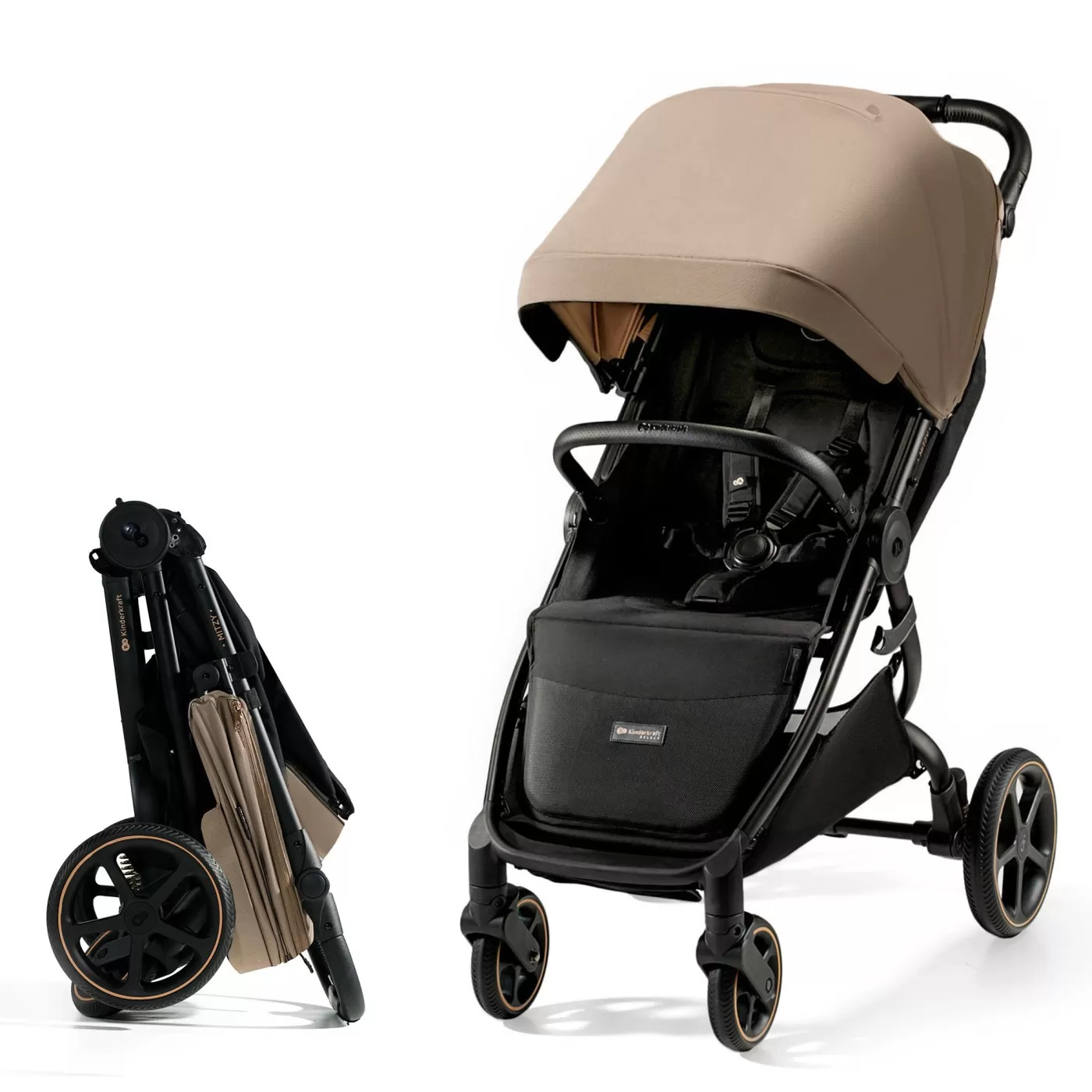 Carucior sport, ultra compact, kinderkraft mitzy, 0-22 kg, linen beige, varsta de la 0 luni la 3 ani [1]