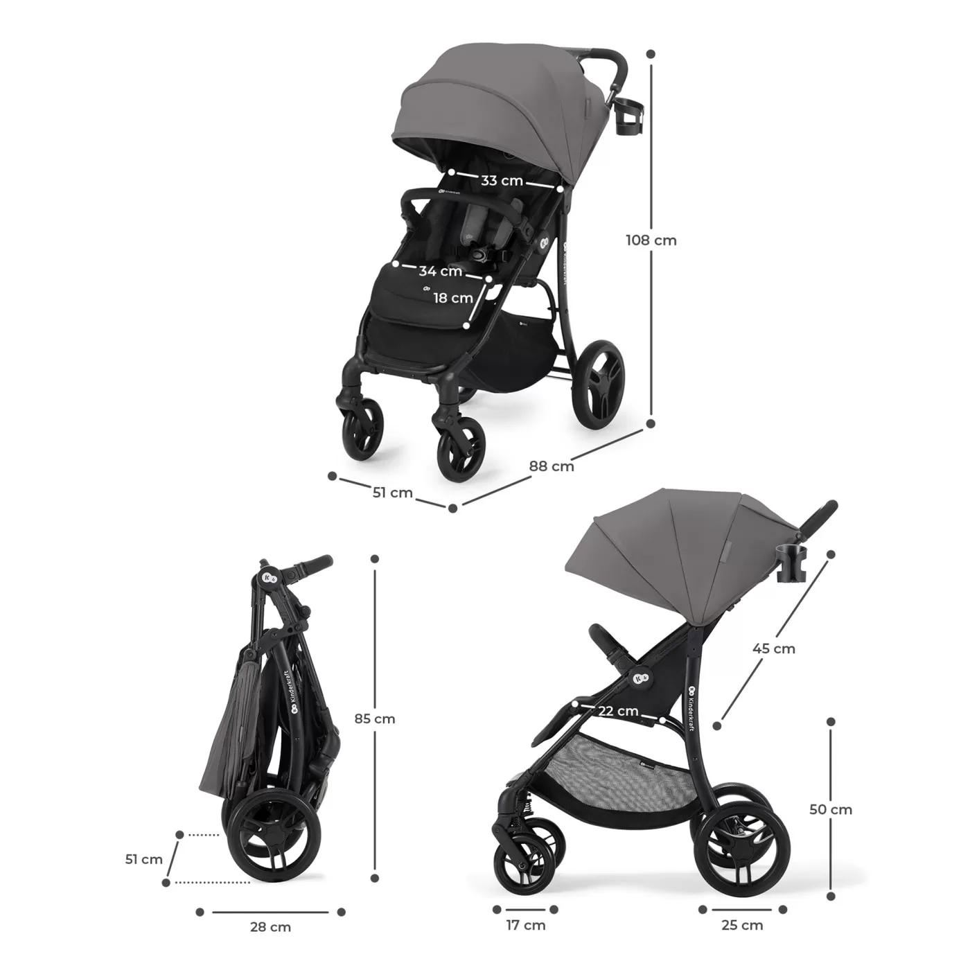 Caruciorul kinderkraft askoy, grey, varsta de la 0 luni la 6 ani [8]