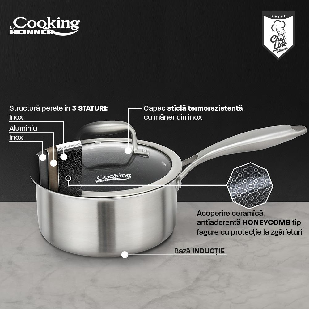 Caserola cu capac, 16x8.5 cm, 1.6 l, titanium3, cooking by heinner [9]