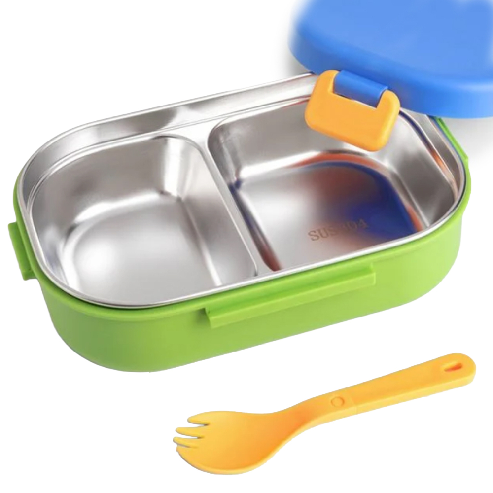 Caserola Pranz pentru baieti, Lunch Box din Otel Inoxidabil, Fara BPA, cu Tacamuri, capacitate 800ml [4]