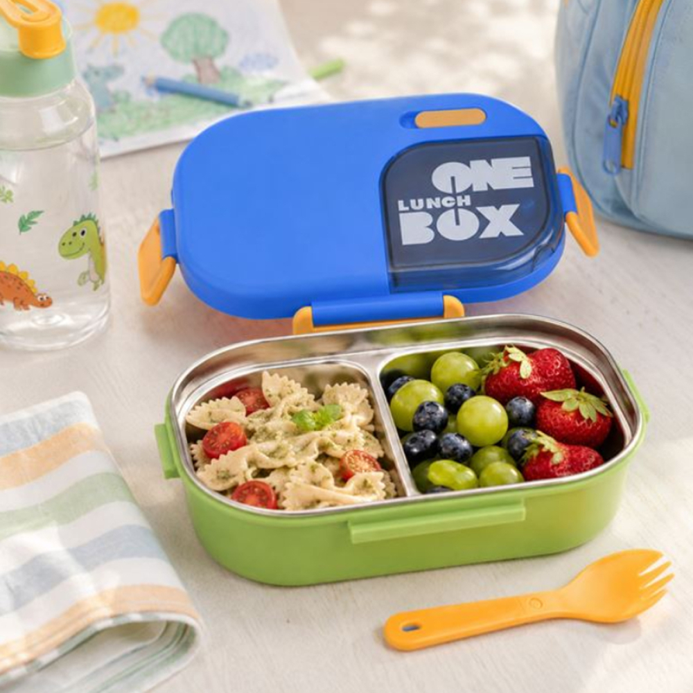 Caserola Pranz pentru baieti, Lunch Box din Otel Inoxidabil, Fara BPA, cu Tacamuri, capacitate 800ml [2]