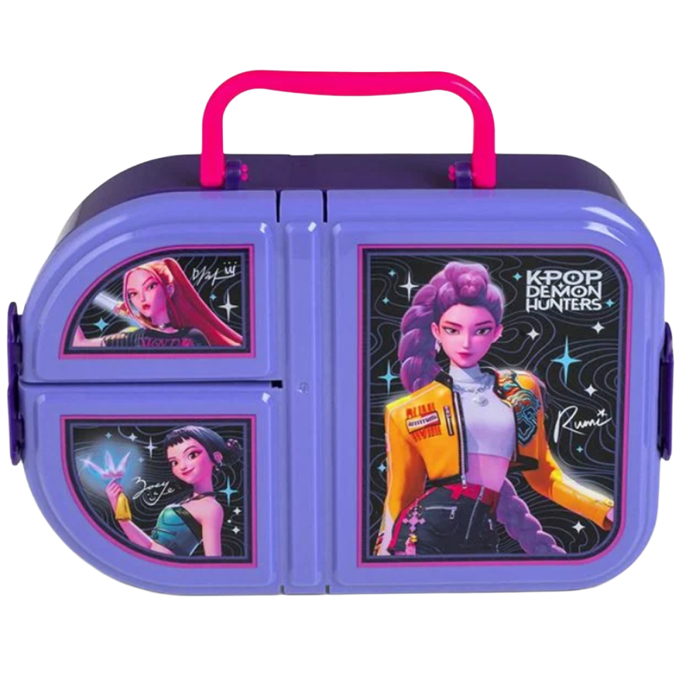 Caserola Pranz pentru Copii, Lunch Box, K-Pop Demon Hunters, cu Maner si Cleme, capacitate 950ml [3]