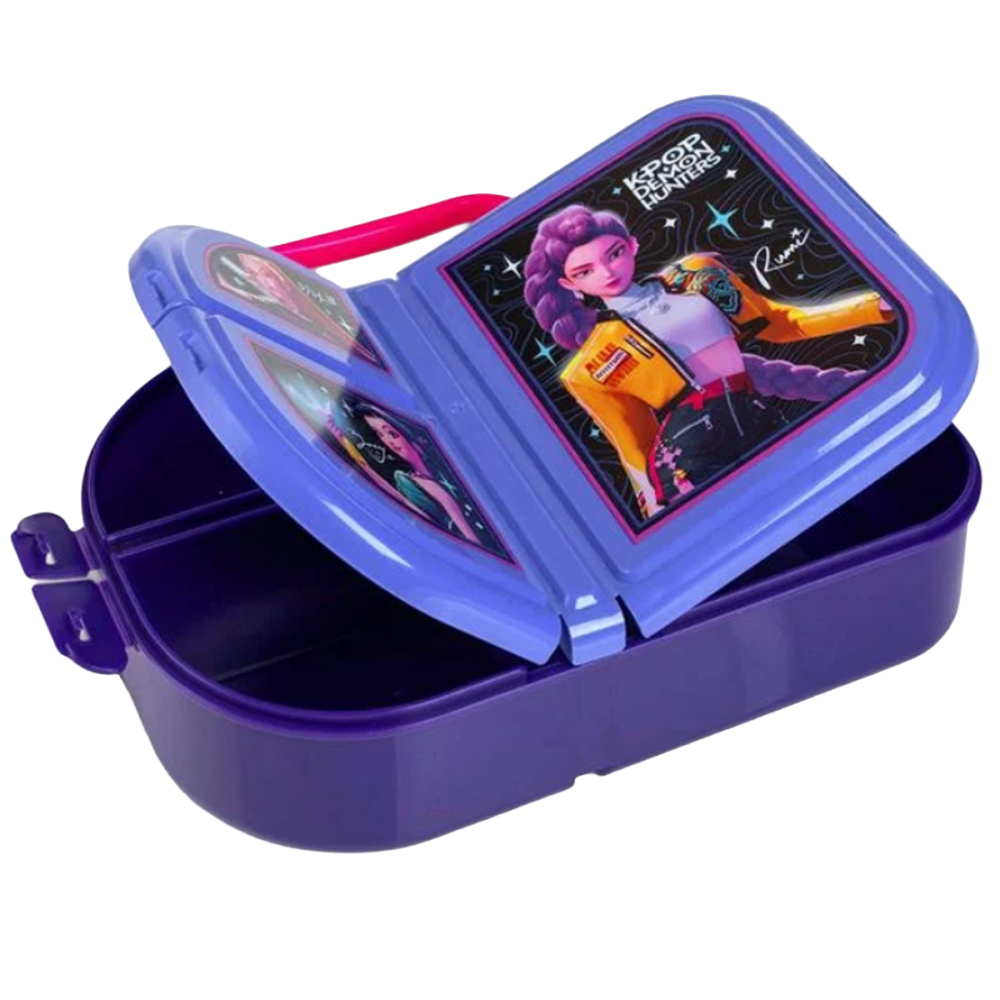 Caserola Pranz pentru Copii, Lunch Box, K-Pop Demon Hunters, cu Maner si Cleme, capacitate 950ml [2]