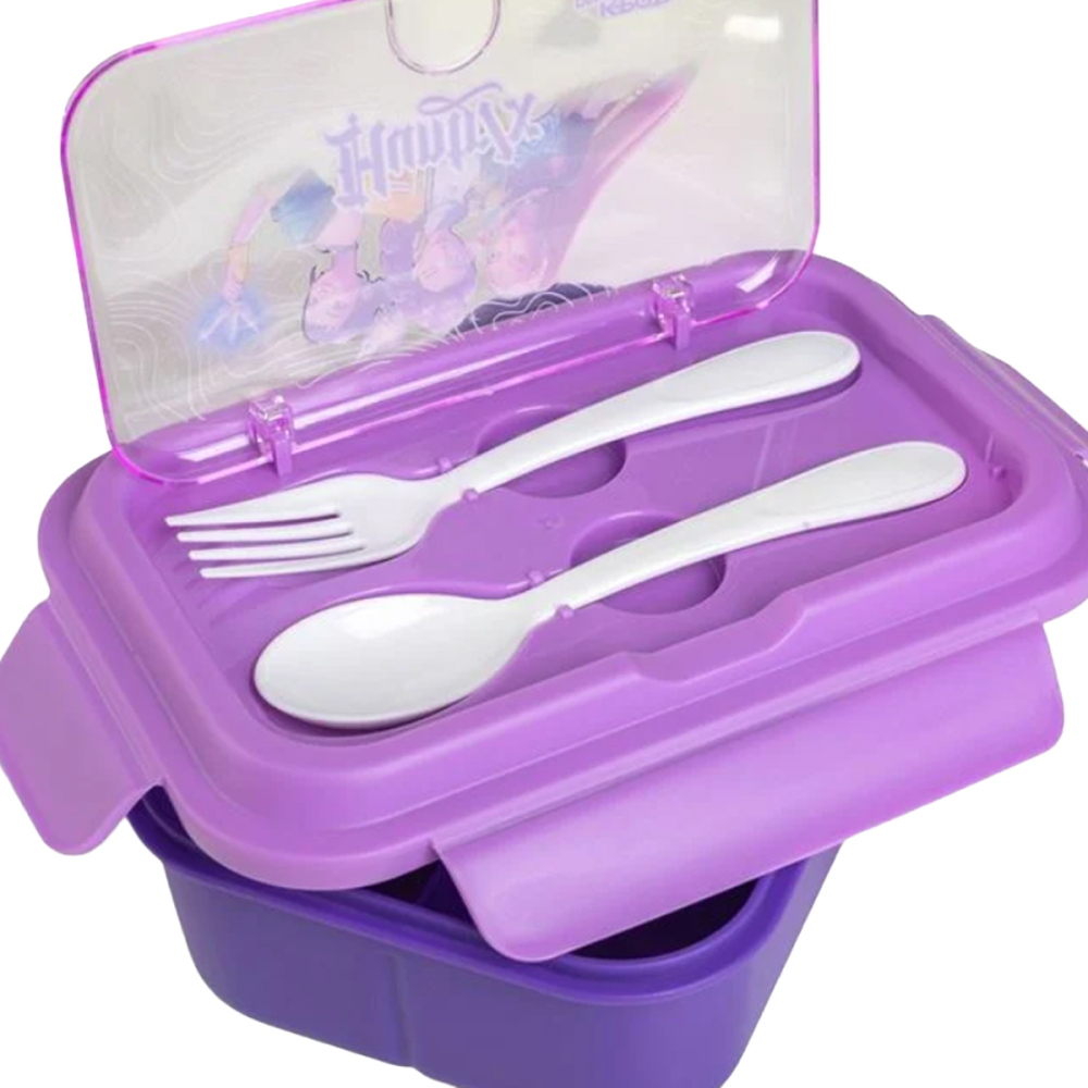 Caserola Pranz pentru Copii, Lunch Box, K-Pop Demon Hunters, cu Tacamuri [3]