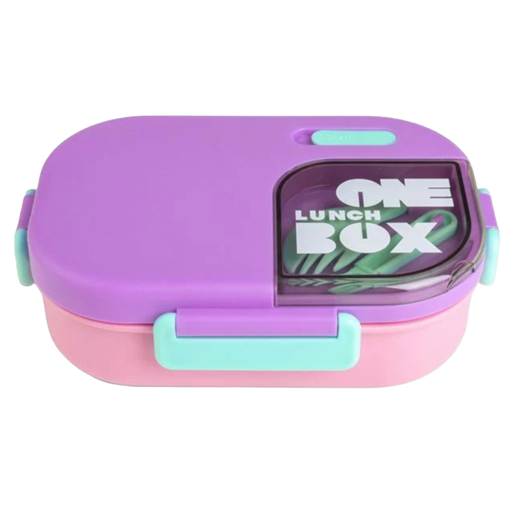 Caserola Pranz pentru fete, Lunch Box One, din Otel Inoxidabil, cu Tacam si Cleme, capacitate 800ml [3]