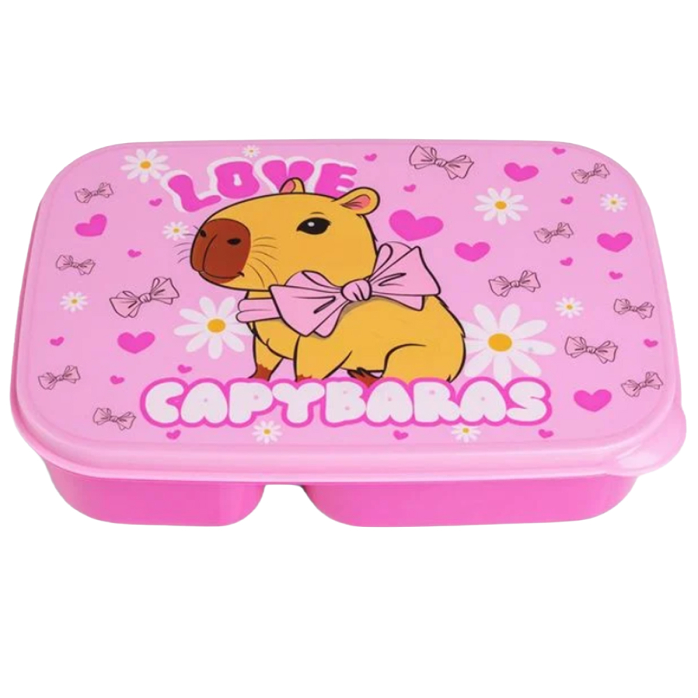 Caserola Sandwich pentru Copii, Bento Box Capybara, Fara BPA, Roz, capacitate 970ml [3]