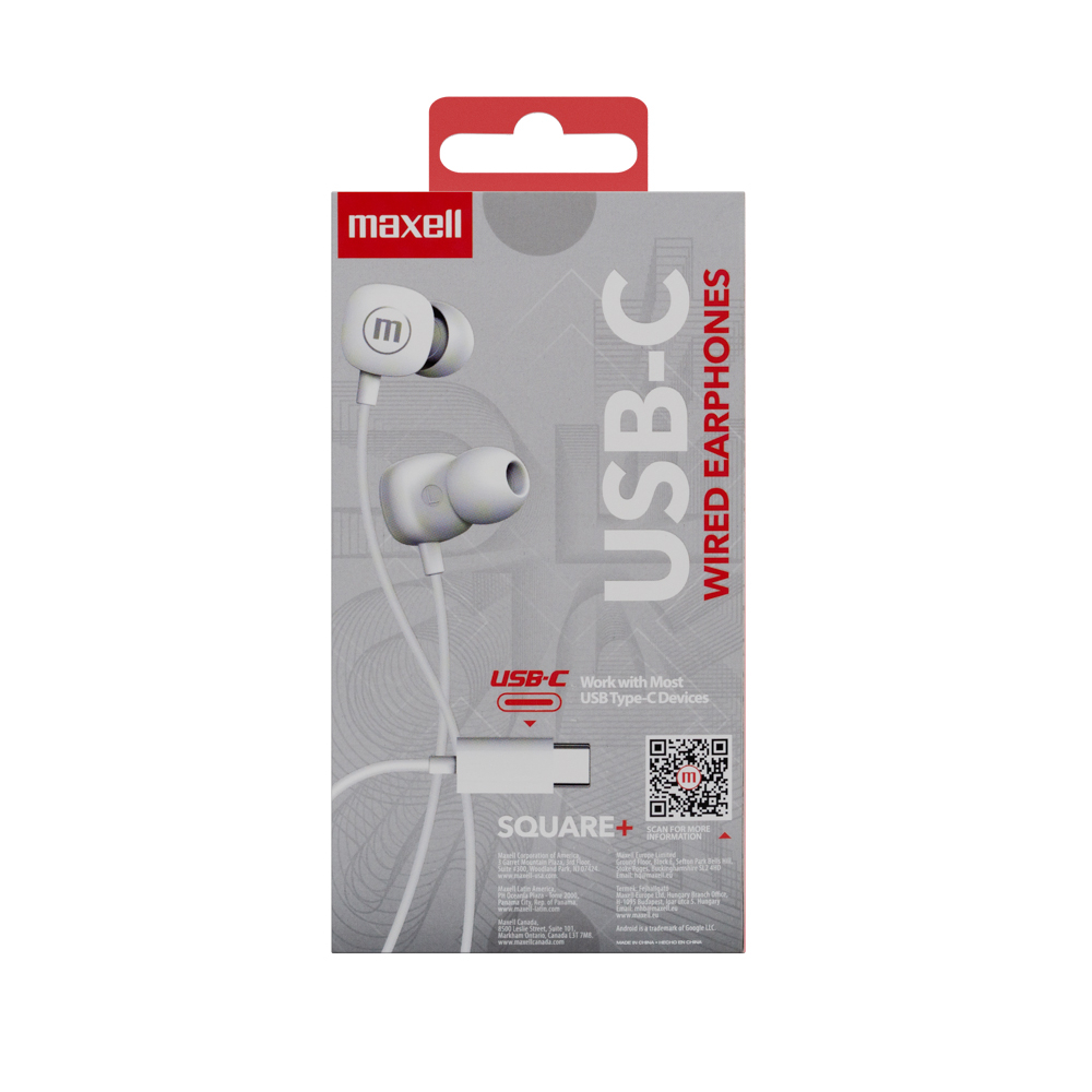 Casti audio cu fir si microfon square usb-c albe maxell [3]