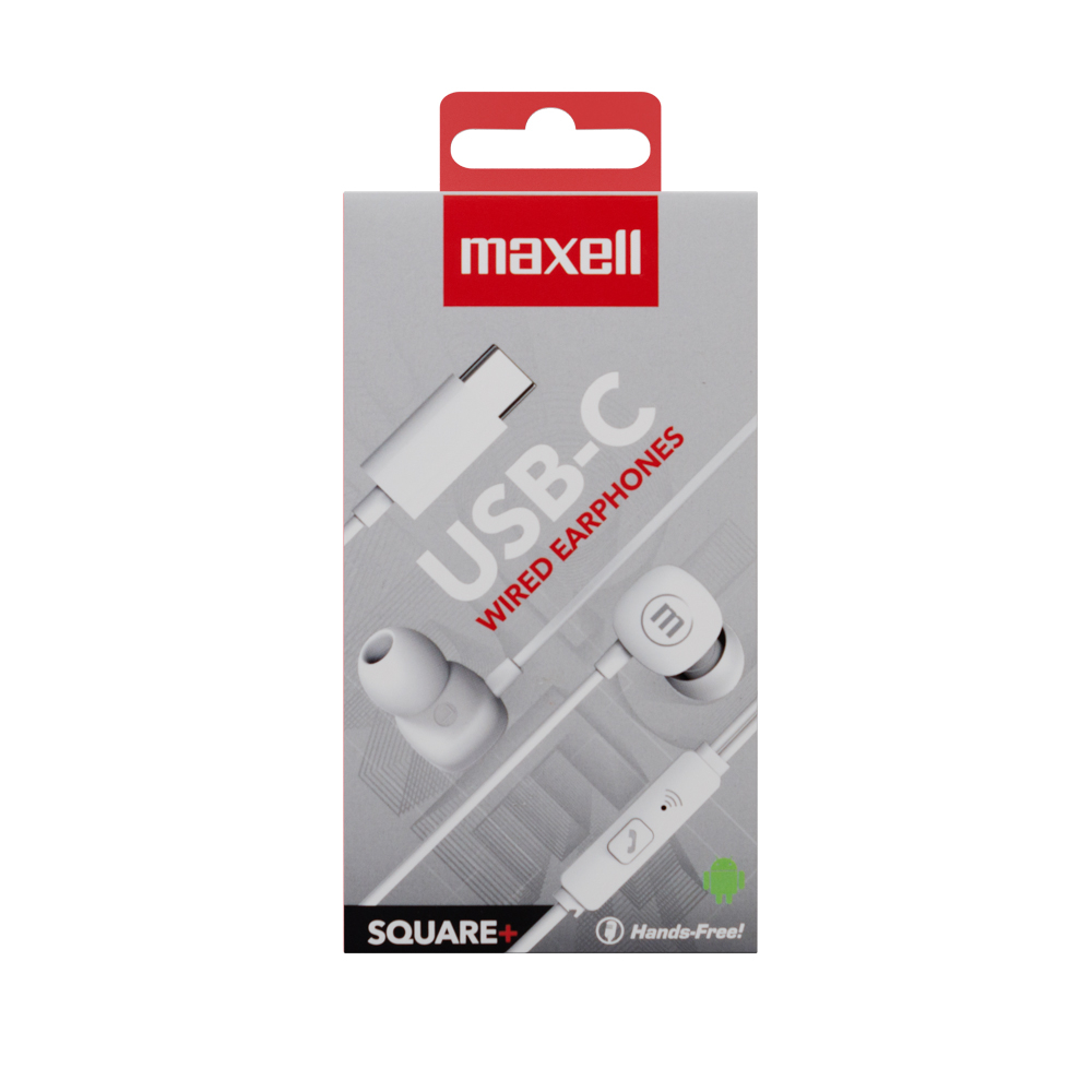 Casti audio cu fir si microfon square usb-c albe maxell [2]