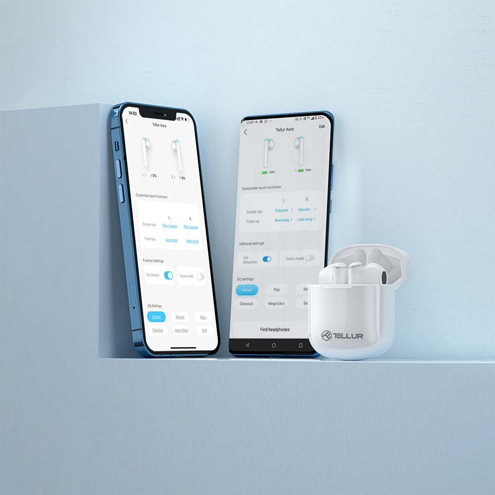 Căști Bluetooth Tellur Aura True Wireless, APP, alb [2]