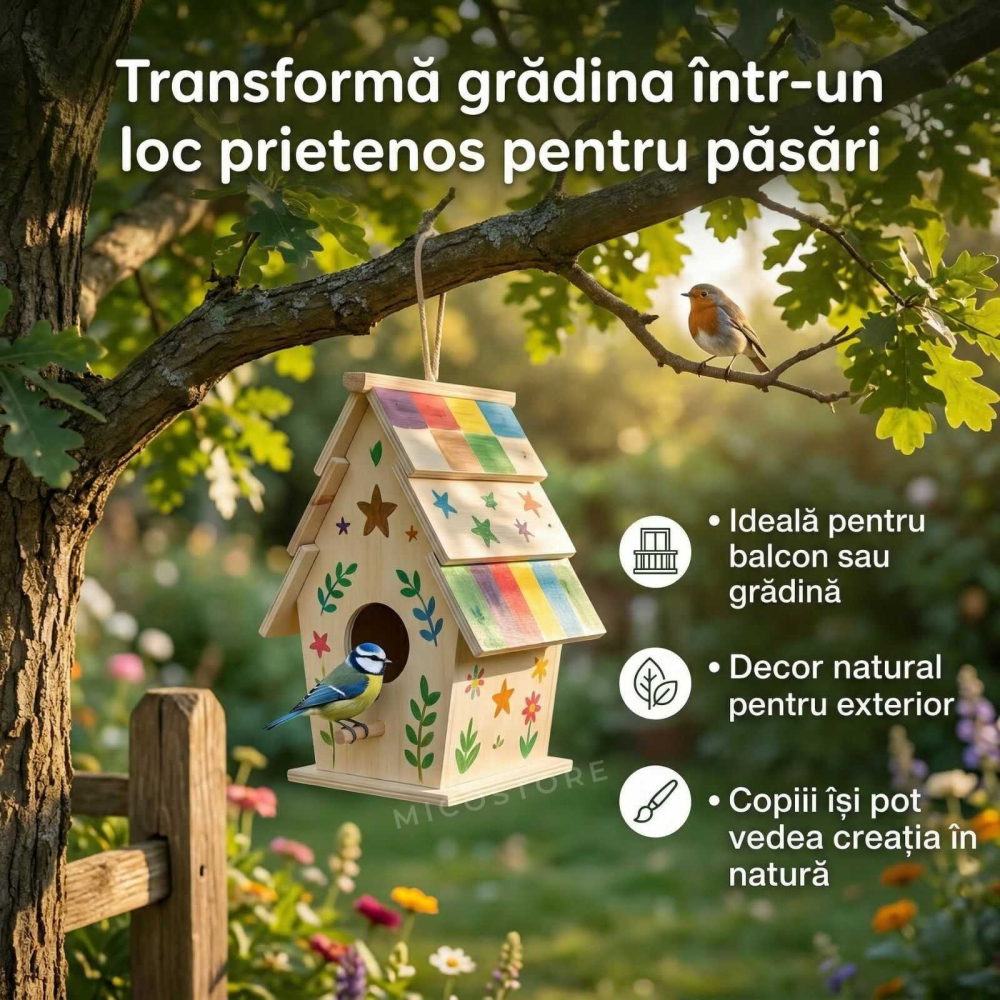 Casuta pasari de colorat din lemn pentru copii [6]