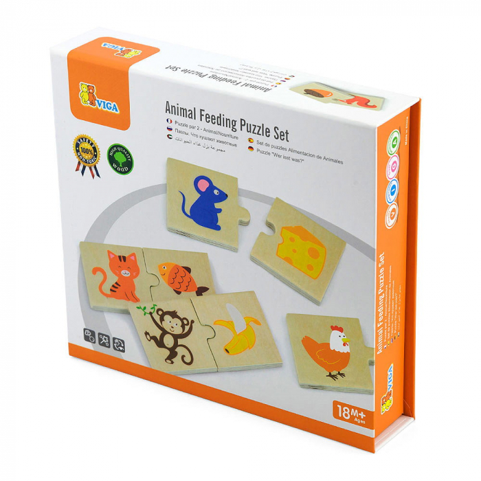 Ce mananca Animalele, puzzle de asociere din lemn, 2-5 ani [1]
