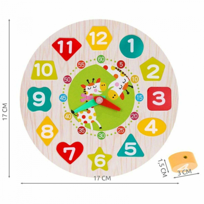 Ceas din lemn 2 in 1 cu forme geometrice de snuruit. [4]