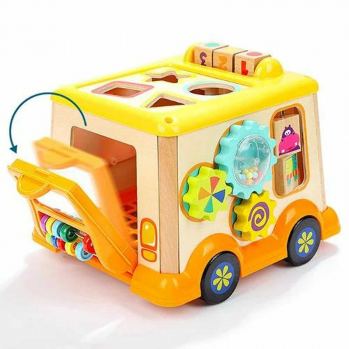 Masina autobuz din lemn, cub si centru activitati bebe. [6]
