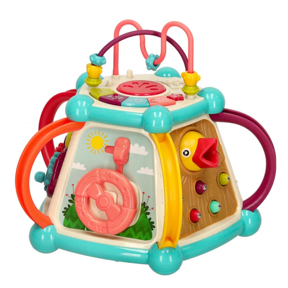 Centru de Activitati Bebelusi, 7 in 1, Sortare Forme Geometrice, Joc Magnetic de Pescuit Hraneste Ciocanitoarea, Labirint, Clape, Ceas, Volan [4]