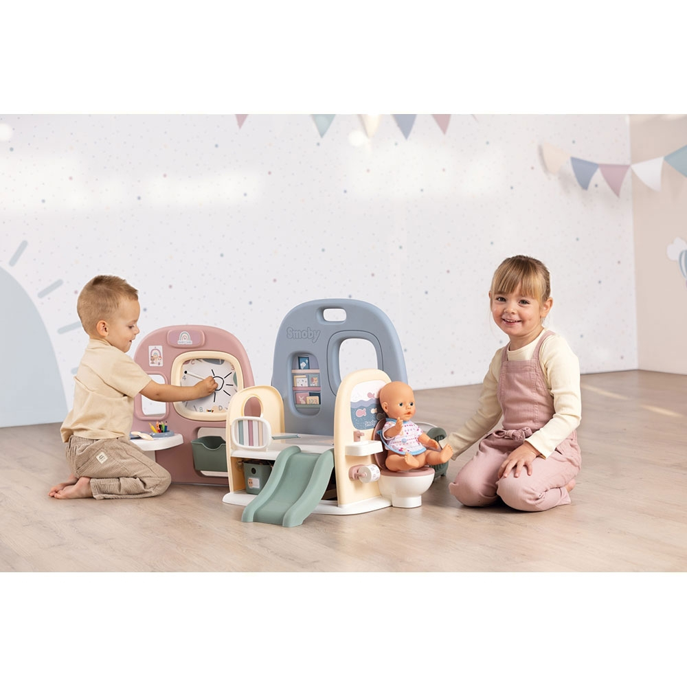 Centru de ingrijire pentru papusi Smoby Baby Care Childcare Center albastru roz cu accesorii [6]