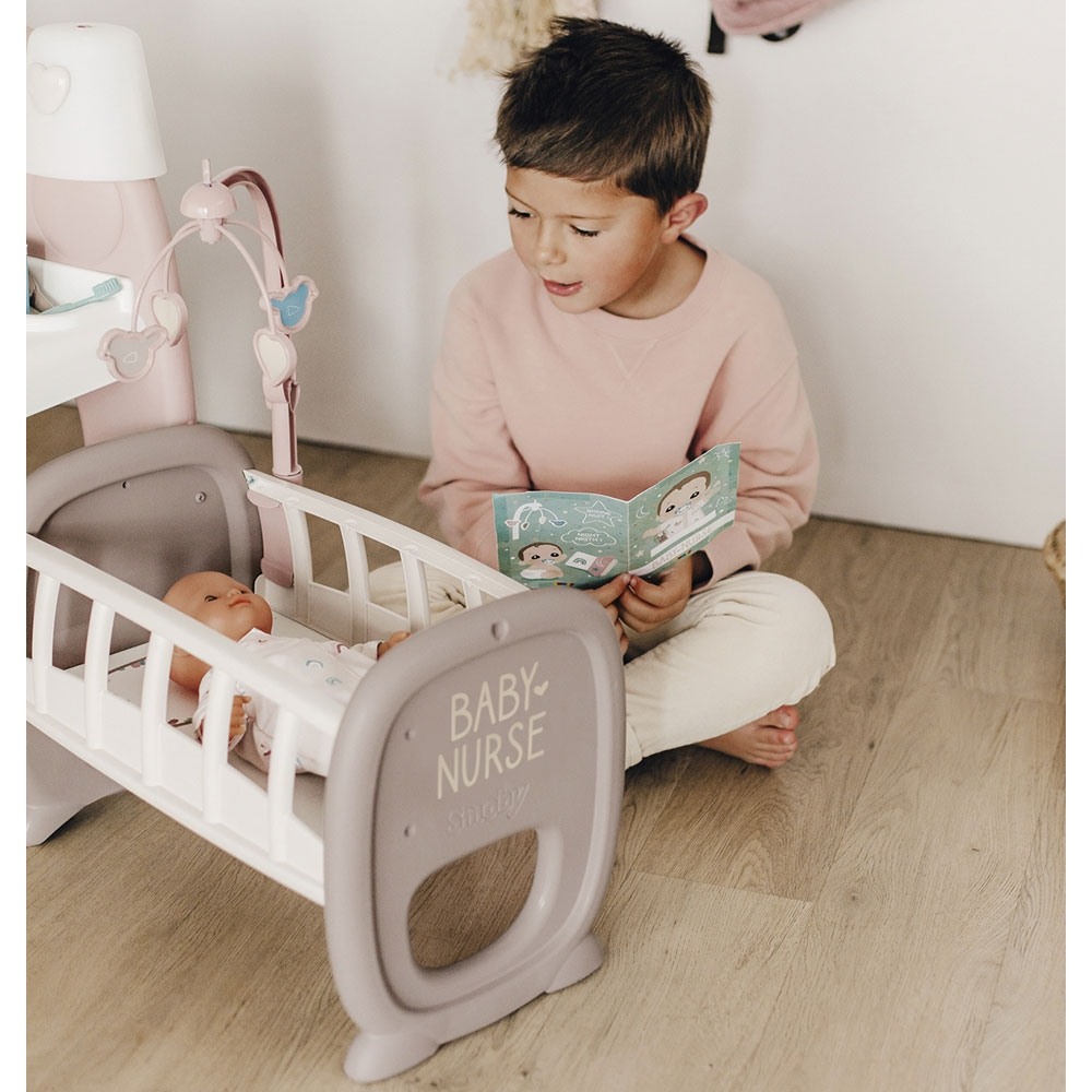 Centru de ingrijire pentru papusi Smoby Baby Nurse Doll`s Play Center maro cu 23 accesorii [10]